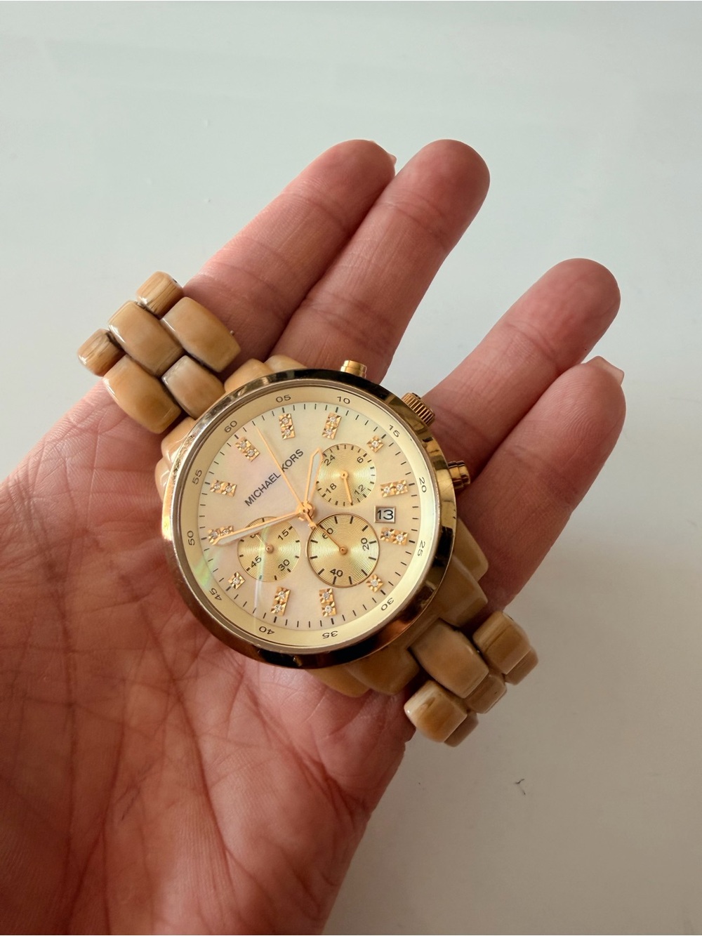 Michael Kors Tan and Gold Chronograph Bracelet Watch